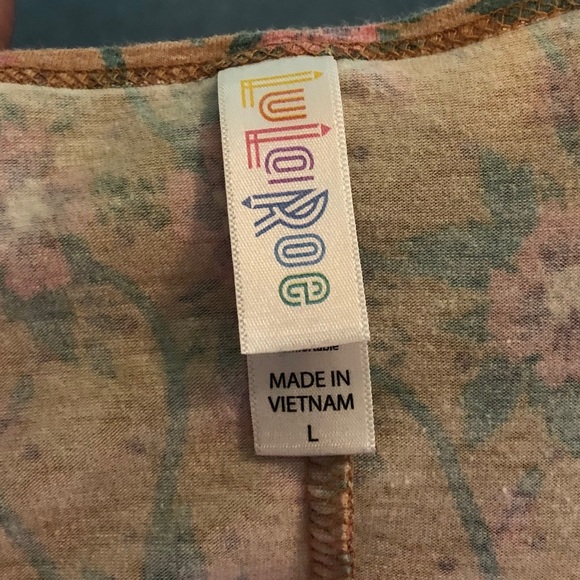 LulaRoe perfect Tee - soft yellow with pink floral - Picture 3 of 4